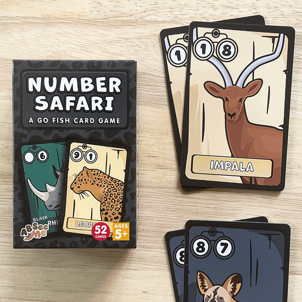 Number Safari Go Fish Card Game - Multicultural Education Math Game With African Animal Cards