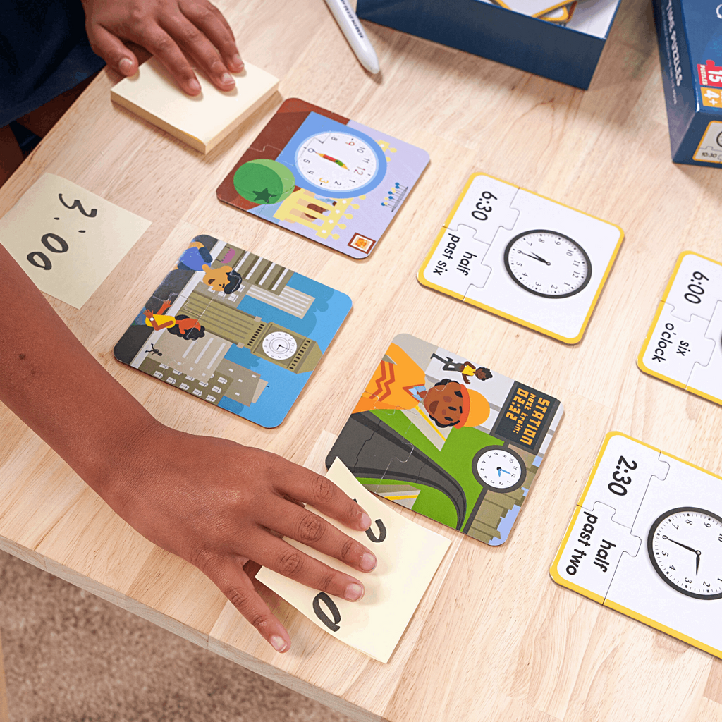 Learning Puzzles Time Matching Time Puzzles - Telling Time to the Half Hour Learning Clock Puzzles ...