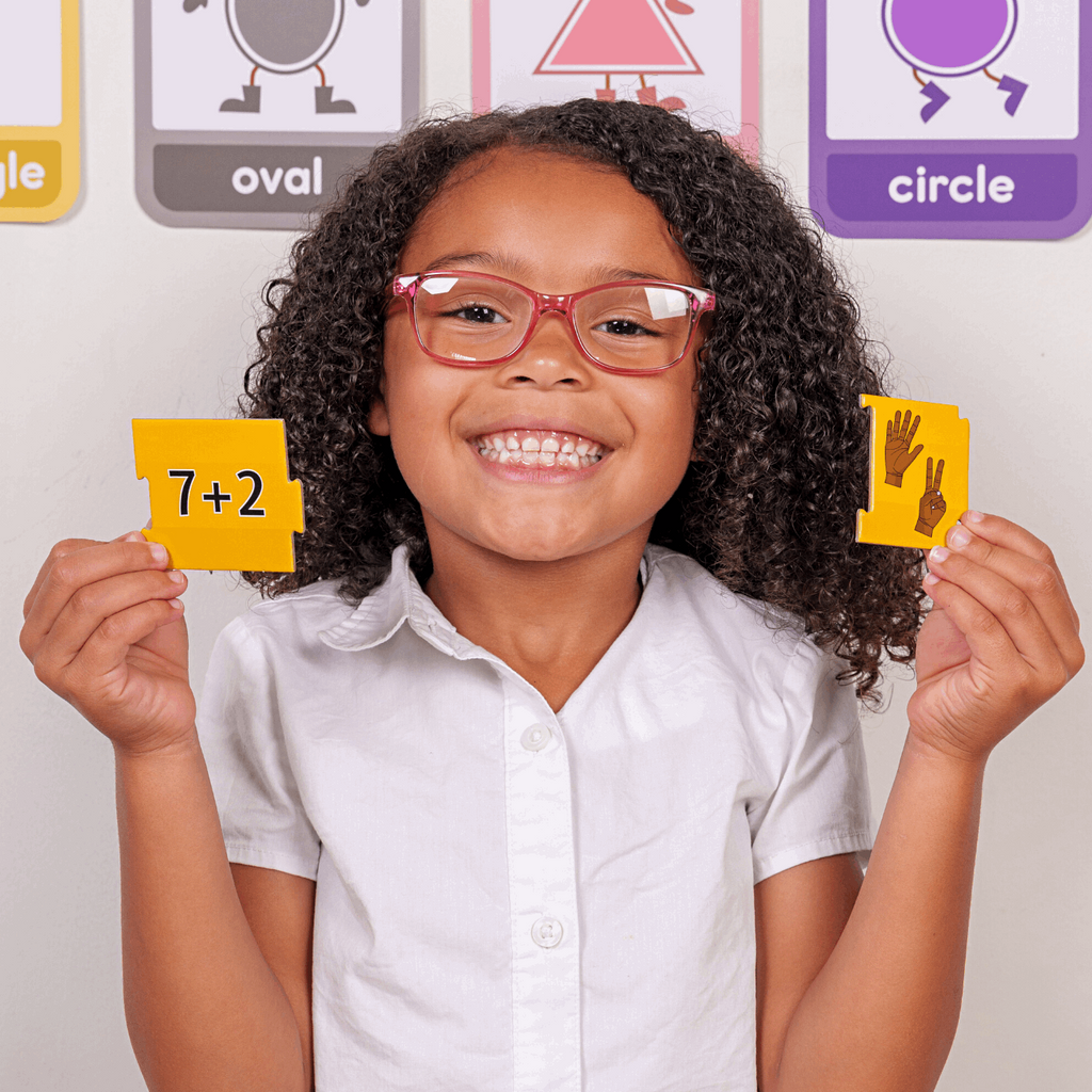 ABSee Me Pencil Puzzles – Kindergarten Addition Math Center: Student using place value puzzle for inclusive classroom learning