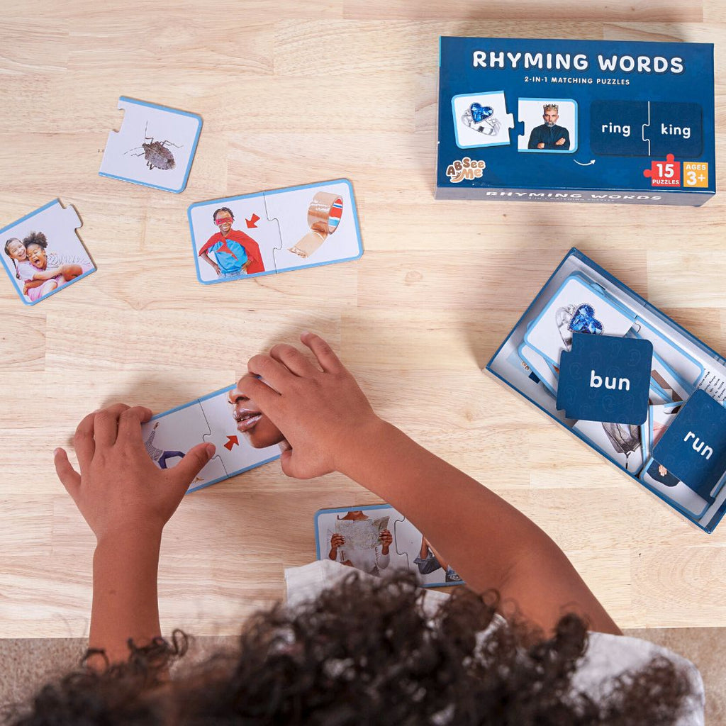 Hands-On Phonemic Awareness Activity - Matching Rhyming Words Puzzles by ABSee Me