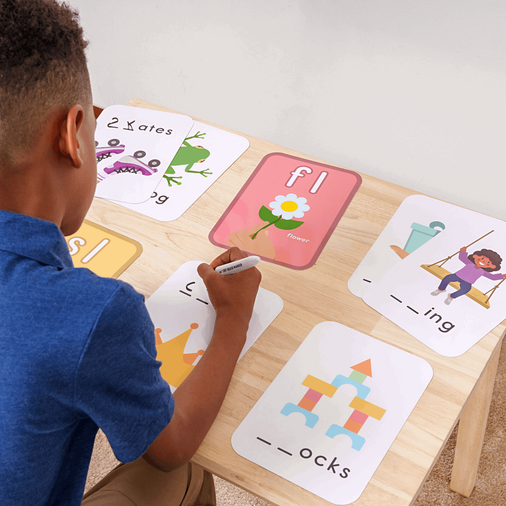 Consonant Blends Flash Cards For Blends Chart Following Science of Reading Strategies - ABSee Me Blends Bulletin Board Set featuring culturally responsive images 