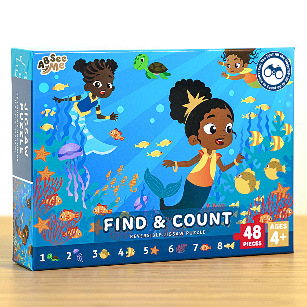Engaging Math Activities for Preschoolers - ABSee Me Mermaid Find & Count Puzzle for Number Recognition and Pre K Counting Skills