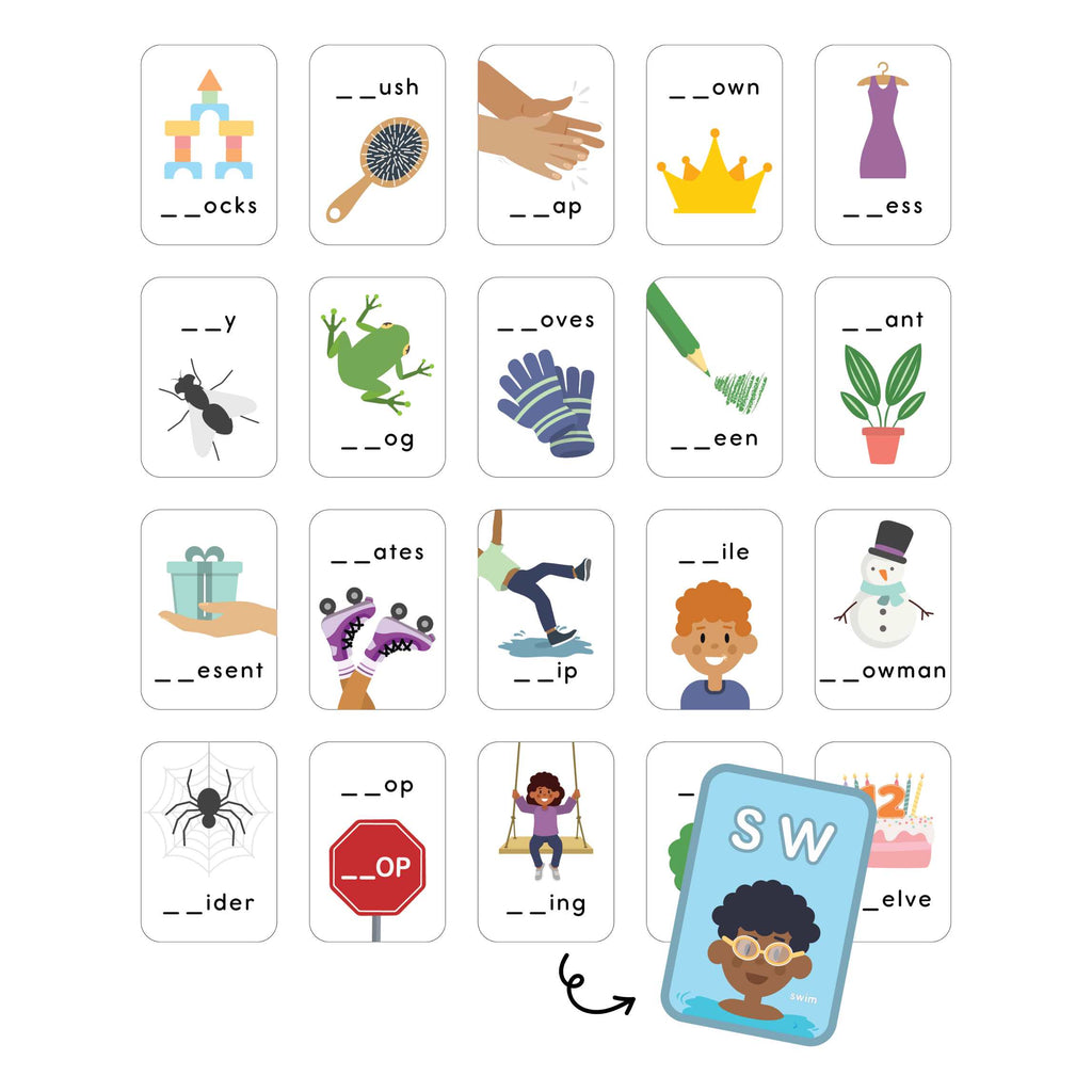 Back side of large reversible beginning blends activity - ABSee Me’s culturally relevant Blends Bulletin Board Set for word blends and consonant digraphs