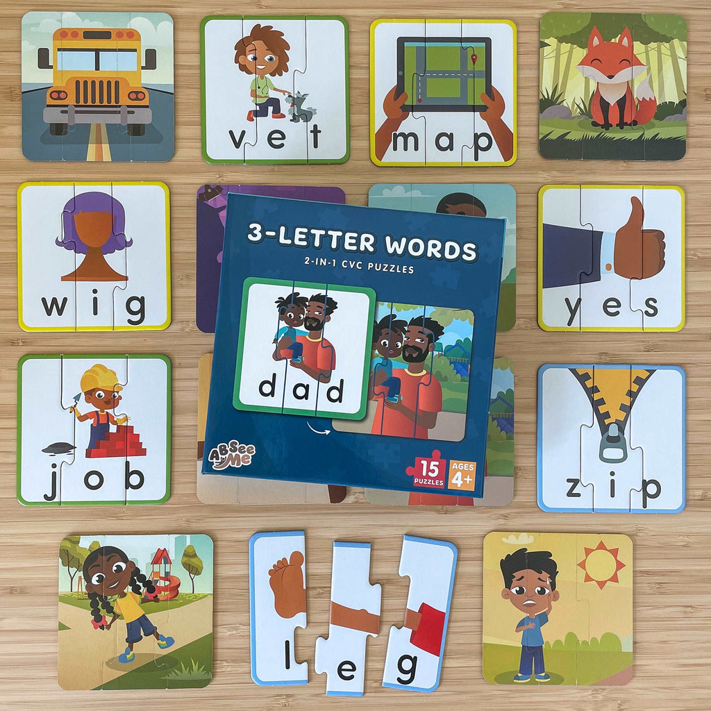 ABSee Me's Culturally Responsive 3-Letter CVC Word Puzzles for Phonemic Awareness Activity