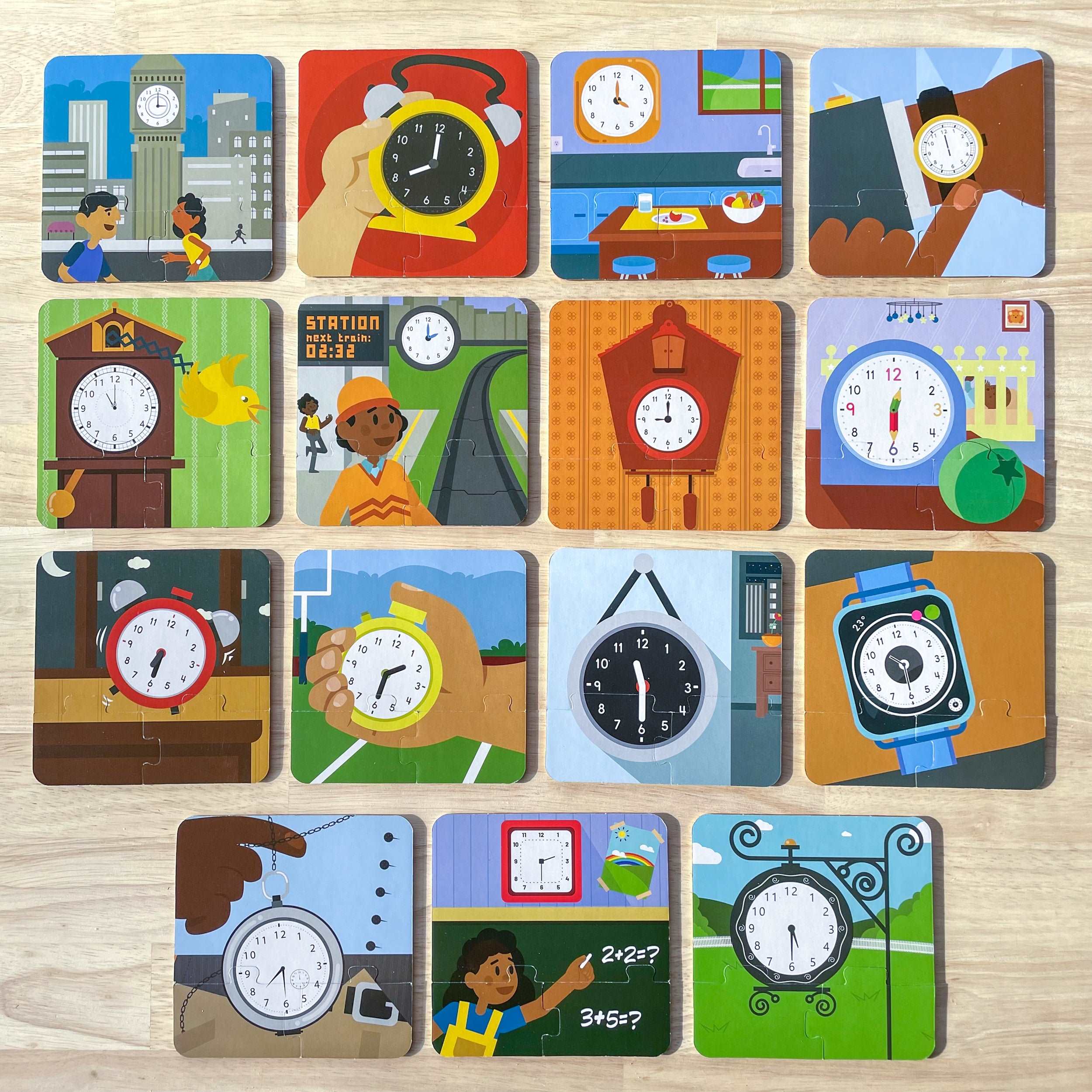 Learning Puzzles Time Matching Time Puzzles - Telling Time to the Half Hour Learning Clock Puzzles ...