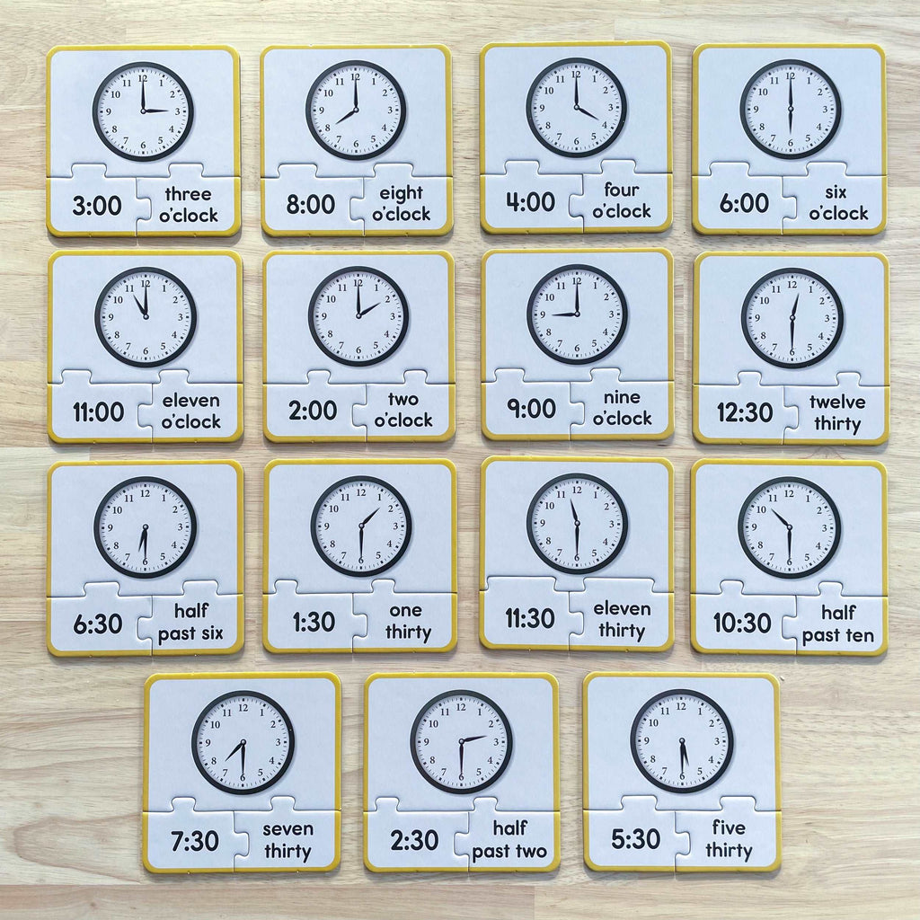 Matching Digital Clock and Analog Clocks in First Grade Time Clock Activity – Reversible Time Telling Games by ABSee Me